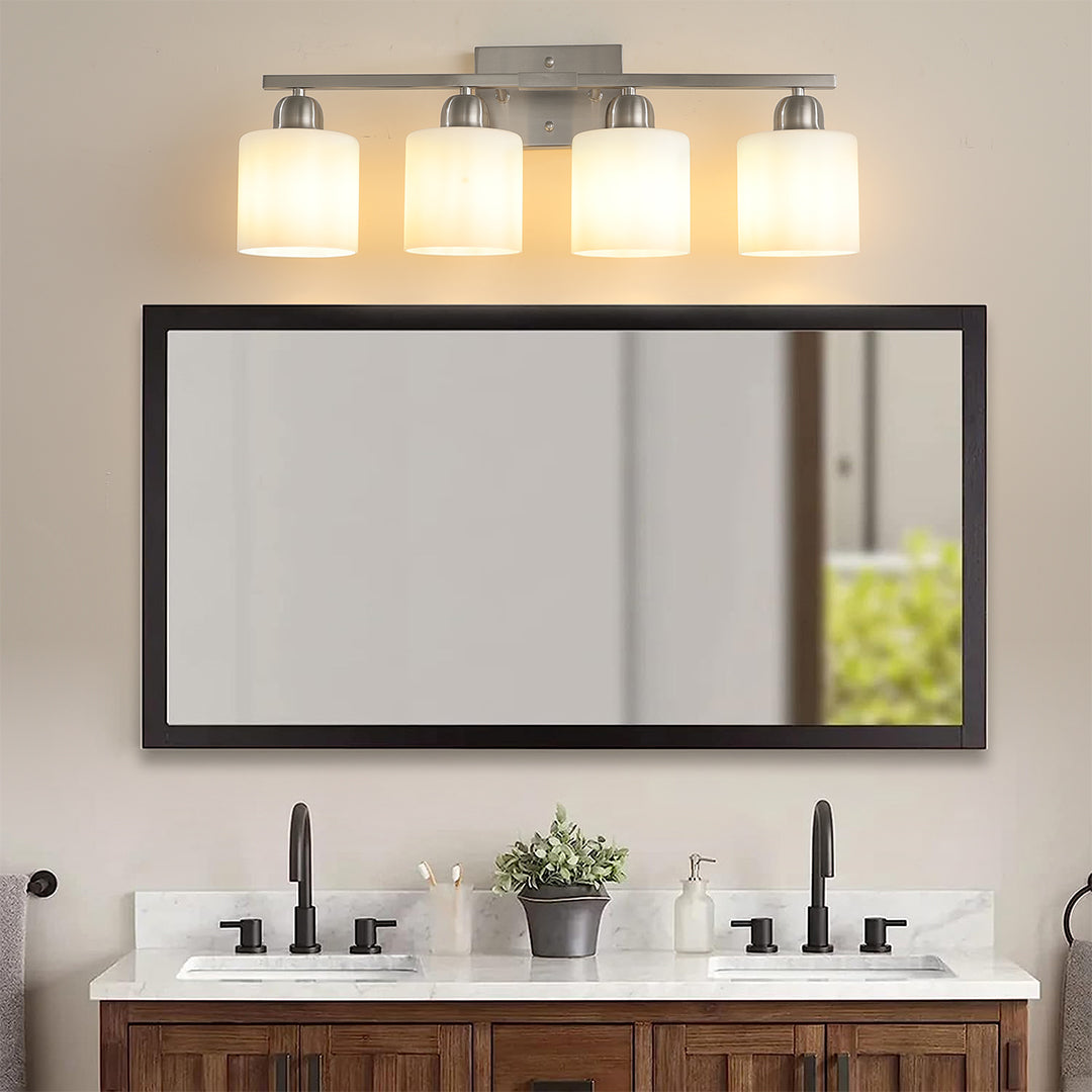 Modern Minimalist Vanity Light for Bathroom Mirror with Glass Shades
