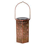Solar-Powered Wrought Iron Outdoor Lantern with Nature Motifs