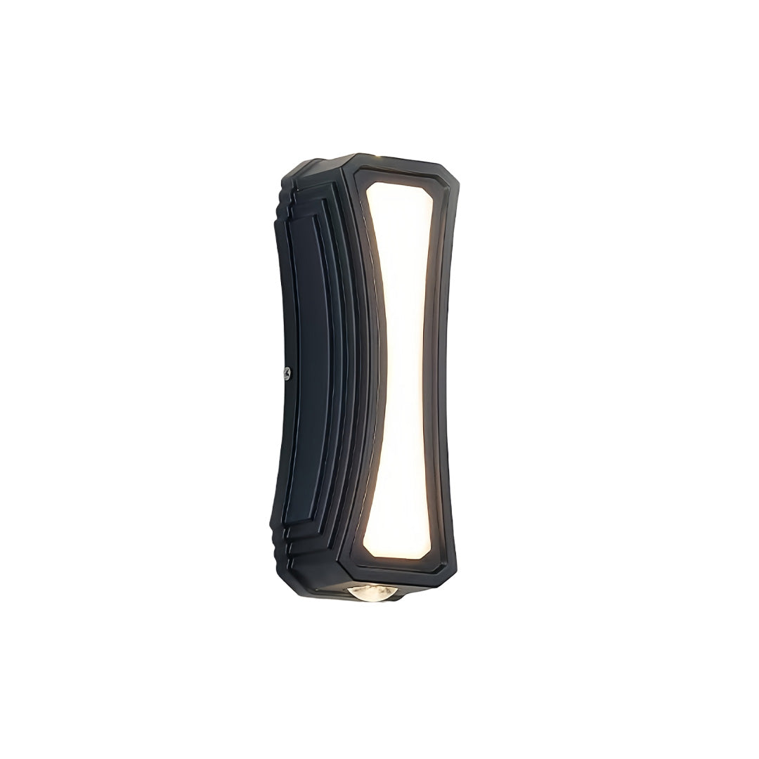 Geometric Black Outdoor Wall Sconce with Up Down LED Illumination