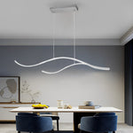 Wavy LED Pendant Light with Adjustable Height in Metallic Finishes