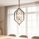Rustic Brown Open Frame Pendant Light with Adjustable Chain
