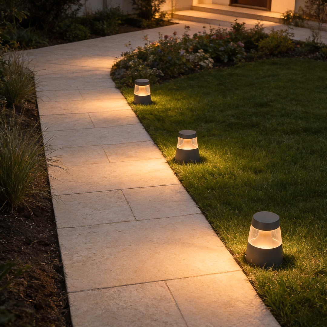 Modern Outdoor Bollard Landscape Light with Warm LED Glow