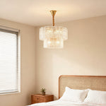 Modern Copper Chandelier with Clear Glass Shade for Dining Room and Living Room