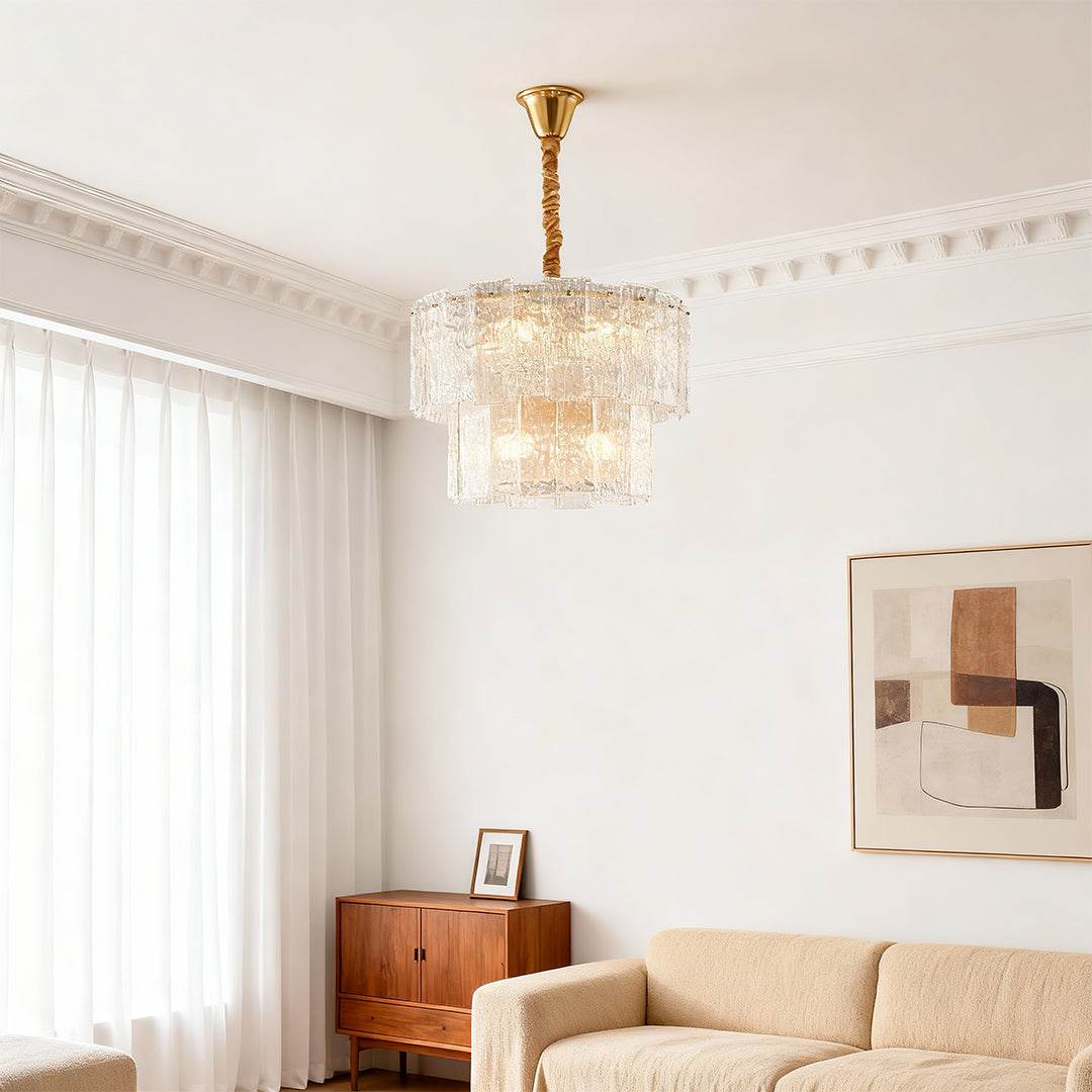 Modern Copper Chandelier with Clear Glass Shade for Dining Room and Living Room