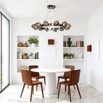 Nova Round Chandelier in Black with Clear Glass Shades