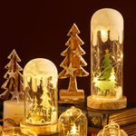 Nordic Snow Scene Table Lamp with Wooden Base and Warm LED Light