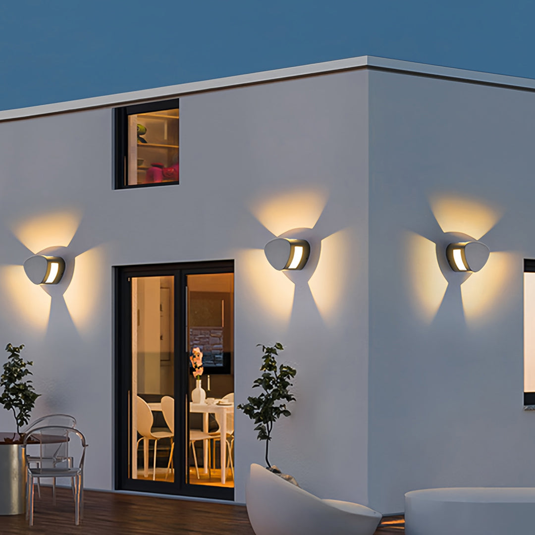 Tri-Directional LED Outdoor Wall Sconce in Bluish-Gray Aluminum