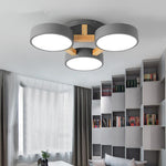 Aurelia Trio LED Flush Mount Ceiling Light in Metal and Wood