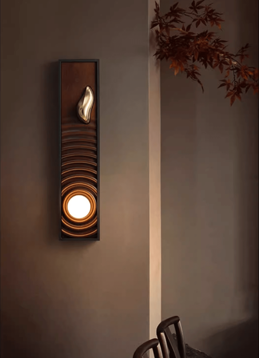Solano Ripple Wall Sconce – Modern Wood & Brass LED Wall Light