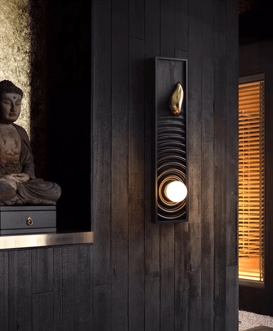 Solano Ripple Wall Sconce – Modern Wood & Brass LED Wall Light
