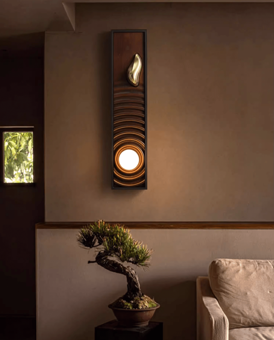 Solano Ripple Wall Sconce – Modern Wood & Brass LED Wall Light