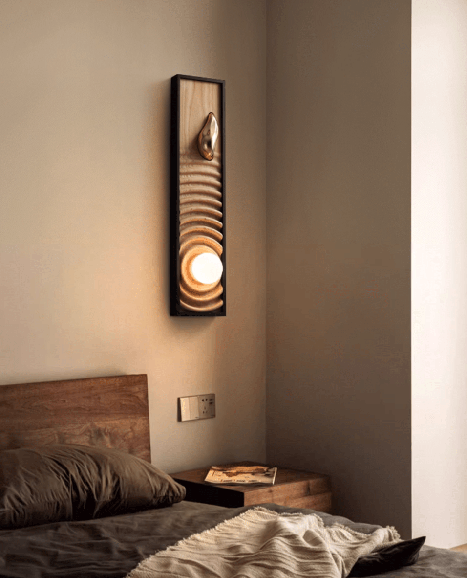 Solano Ripple Wall Sconce – Modern Wood & Brass LED Wall Light
