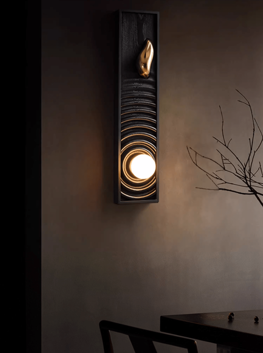 Solano Ripple Wall Sconce – Modern Wood & Brass LED Wall Light