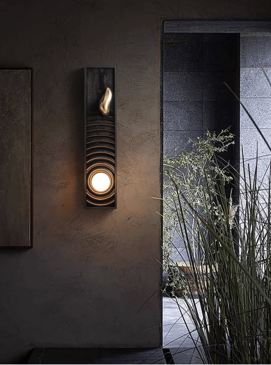 Solano Ripple Wall Sconce – Modern Wood & Brass LED Wall Light