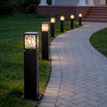 Modern Solar Bollard Path Lights in Black, Waterproof LED Outdoor Lamp