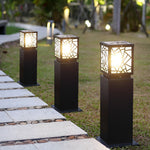 Modern Solar Bollard Path Lights in Black, Waterproof LED Outdoor Lamp