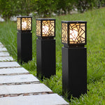 Modern Solar Bollard Path Lights in Black, Waterproof LED Outdoor Lamp