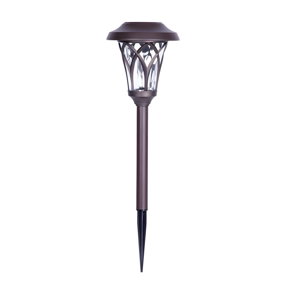 Retro Modern Solar LED Stake Lights in Glass and Stainless Steel for Pathways and Gardens