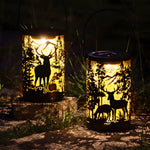 Artisan Solar Lantern with Deer Silhouette – Waterproof LED Outdoor Hanging Light