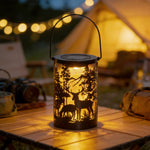 Artisan Solar Lantern with Deer Silhouette – Waterproof LED Outdoor Hanging Light
