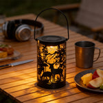 Artisan Solar Lantern with Deer Silhouette – Waterproof LED Outdoor Hanging Light