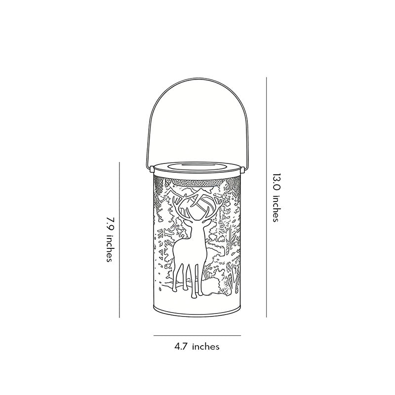 Artisan Solar Lantern with Deer Silhouette – Waterproof LED Outdoor Hanging Light