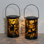 Artisan Solar Lantern with Deer Silhouette – Waterproof LED Outdoor Hanging Light