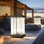 Ripple Glass Solar Lanterns for Garden, Modern Black Outdoor Lighting