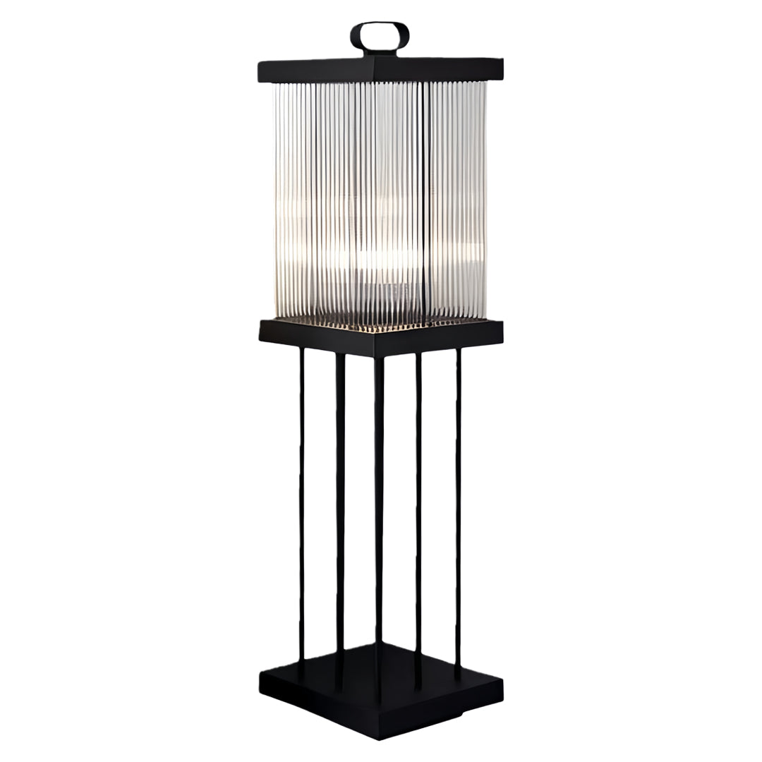 Ripple Glass Solar Lanterns for Garden, Modern Black Outdoor Lighting