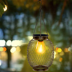 Solar-Powered Iron Lantern Hanging Lights for Outdoor Ambiance