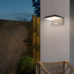 Modern Solar LED Outdoor Wall Light with Motion Sensor, Black Aluminum