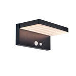 Modern Solar LED Outdoor Wall Light with Motion Sensor, Black Aluminum