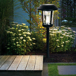 Modern Solar Post Light with Water Glass Lens for Courtyard and Pathway