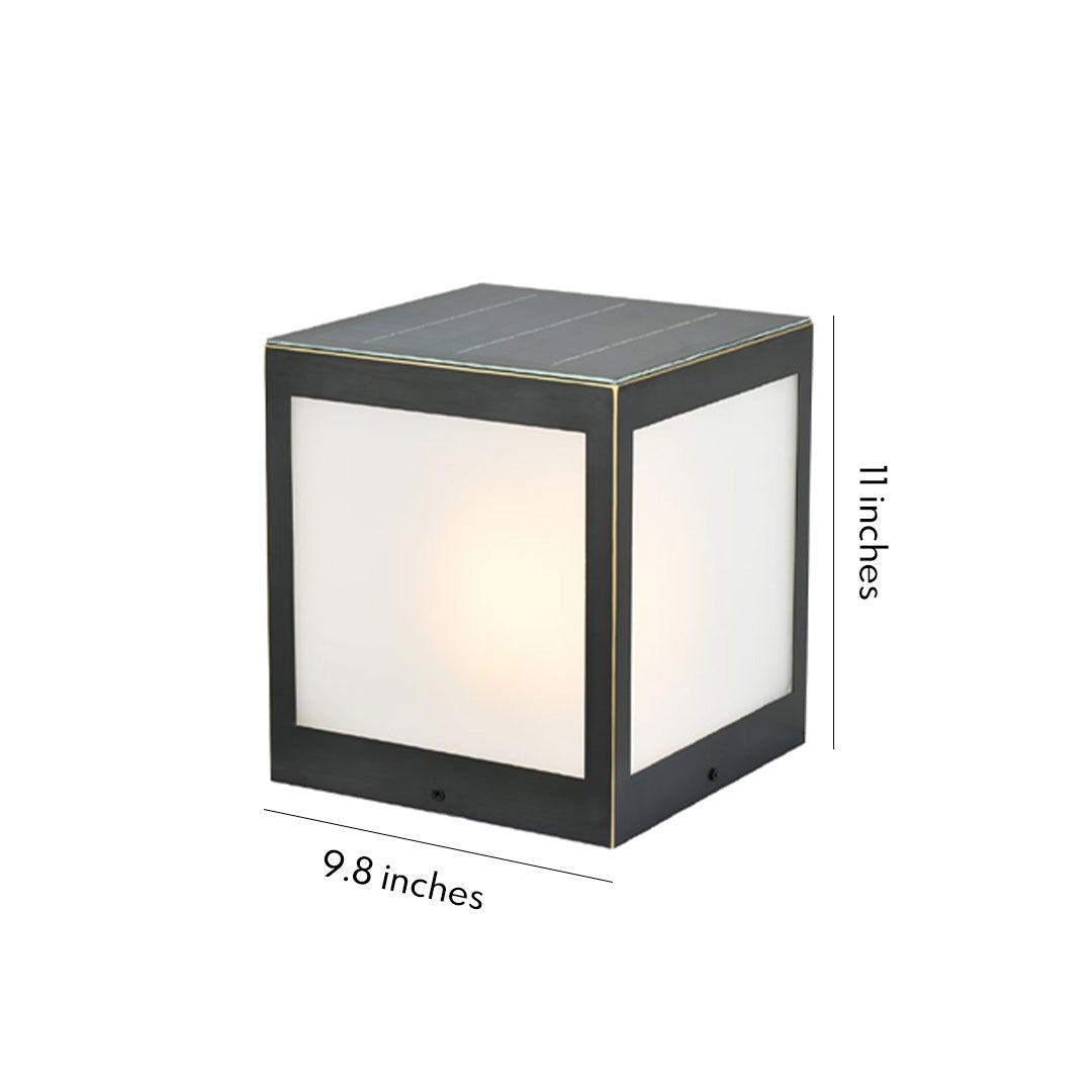 Copper Glass Solar Pillar Light – Modern Outdoor Post Lantern