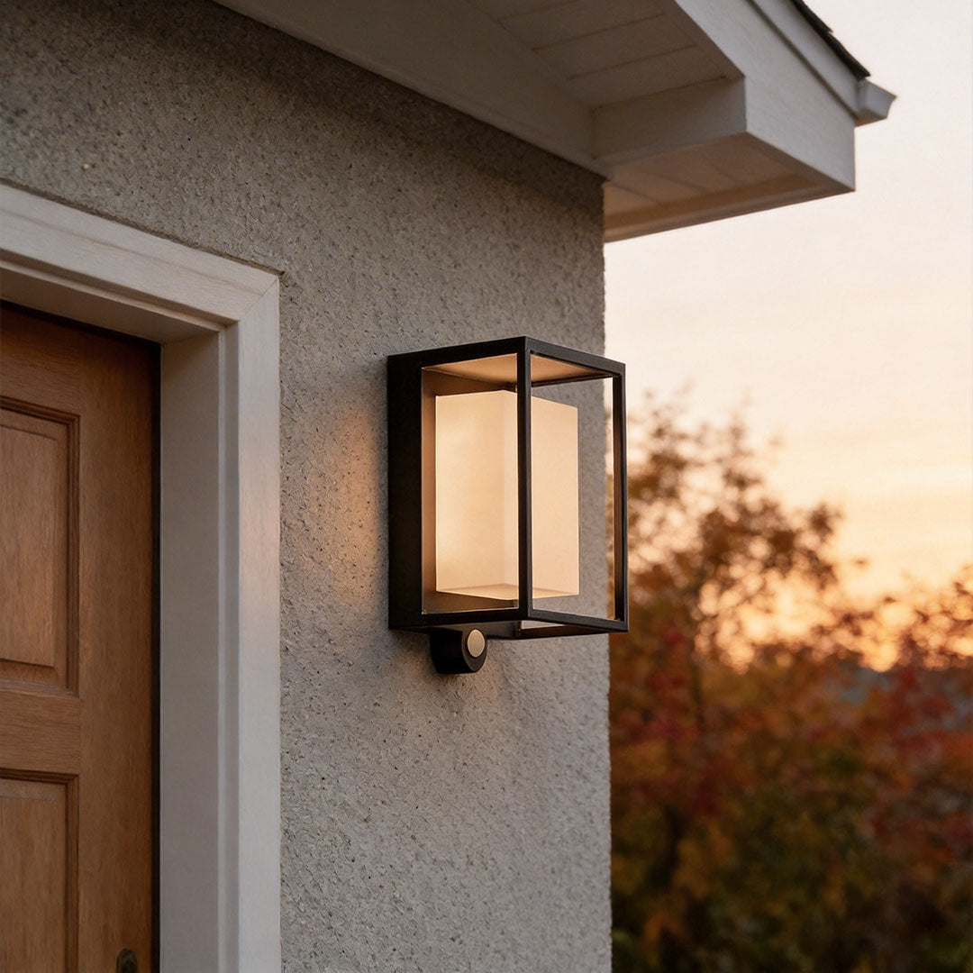 Modern Solar Wall Sconce with Motion Sensor for Outdoor Living Spaces