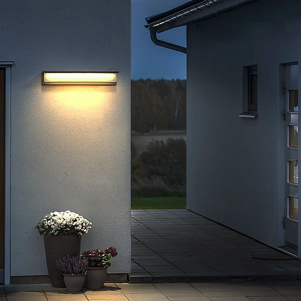 Modern Outdoor Wall Sconce with Warm LED Light in Black Aluminum