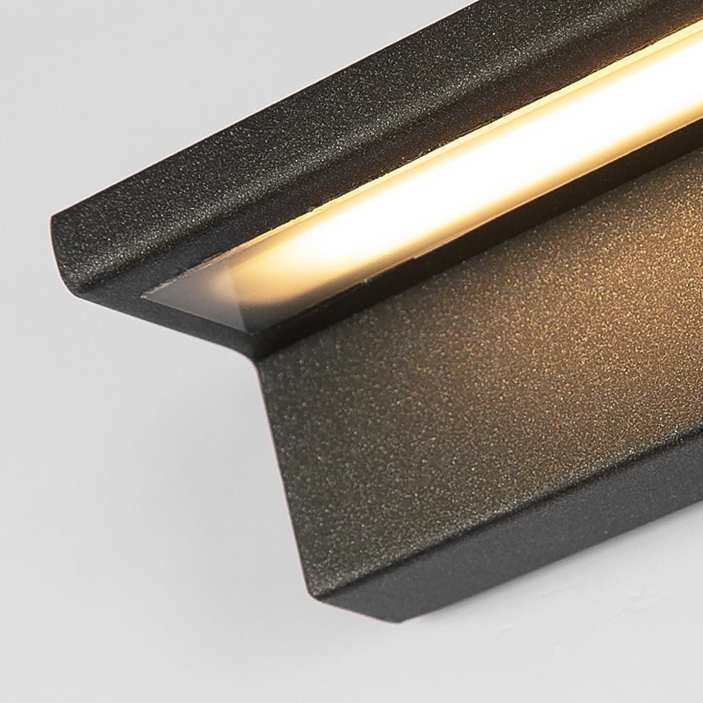 Modern Outdoor Wall Sconce with Warm LED Light in Black Aluminum