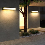 Modern Outdoor Wall Sconce with Warm LED Light in Black Aluminum