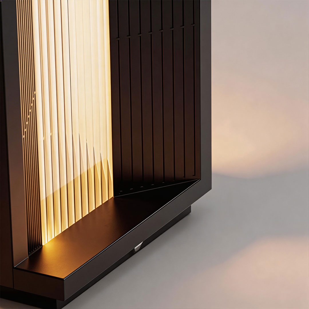 Modern Outdoor Pillar Light in Black Stainless Steel with Clear Glass