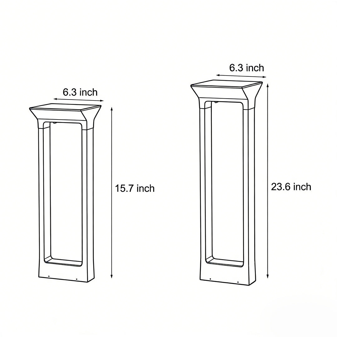 Modern Solar Pathway Bollard Light in Black Aluminum for Garden Walkways