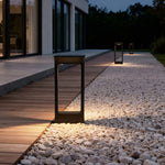 Modern Solar Pathway Bollard Light in Black Aluminum for Garden Walkways