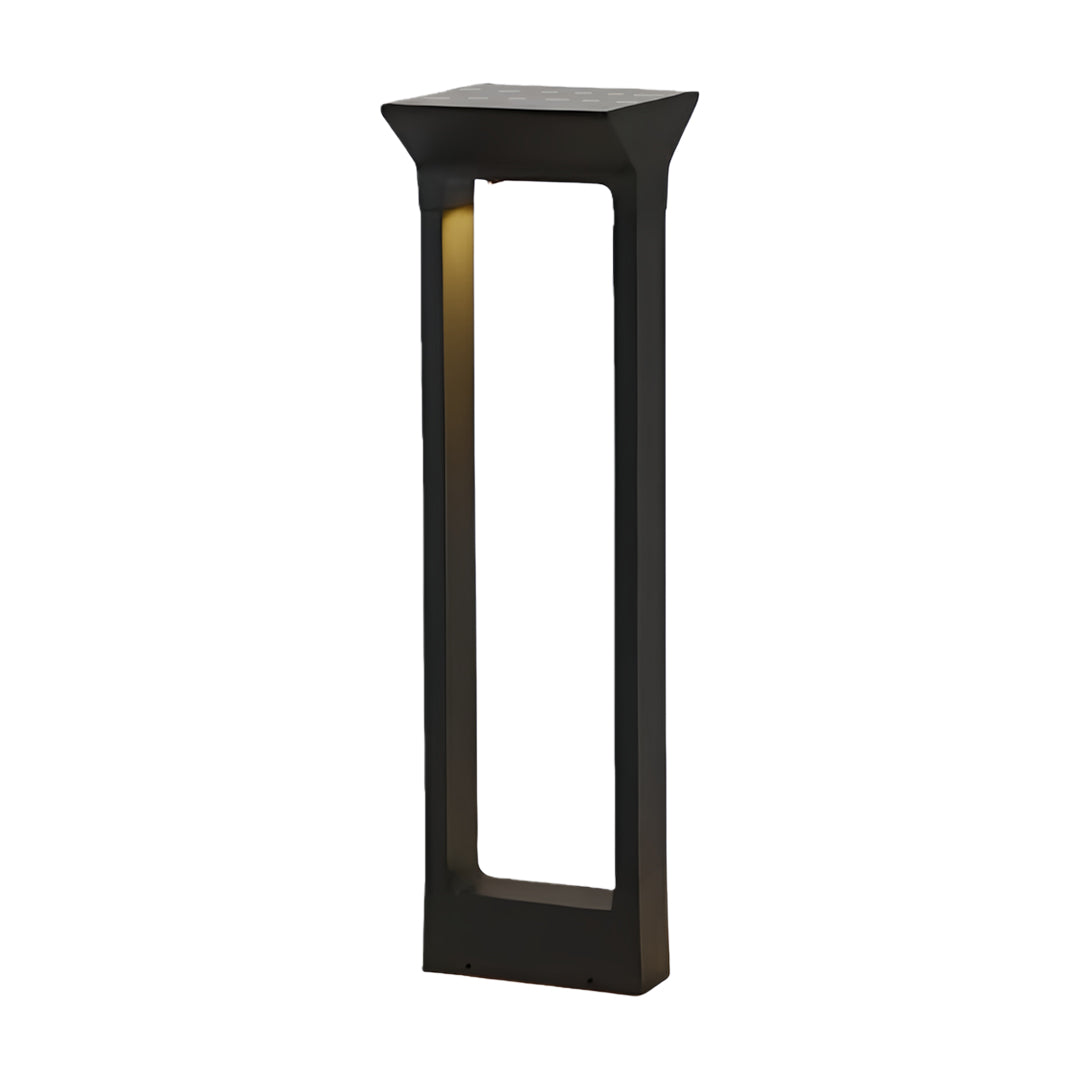 Modern Solar Pathway Bollard Light in Black Aluminum for Garden Walkways