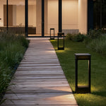Modern Solar Pathway Bollard Light in Black Aluminum for Garden Walkways