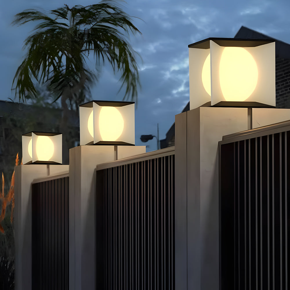 Square Stainless Steel Outdoor Pillar Light with Acrylic Shade