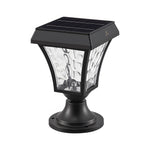 Solar-Powered Cast Aluminum Post Cap Lantern with Rippled Glass Shade