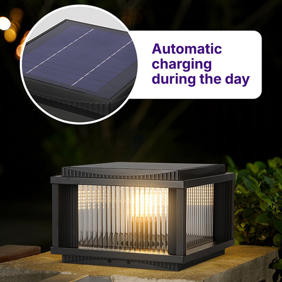 Retro Solar Pillar Light with Dual Power and Remote Control