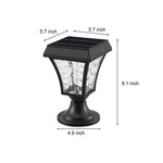 Solar-Powered Cast Aluminum Post Cap Lantern with Rippled Glass Shade