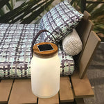 Solar Camping Lantern with Teak Handle – Portable LED Outdoor Light