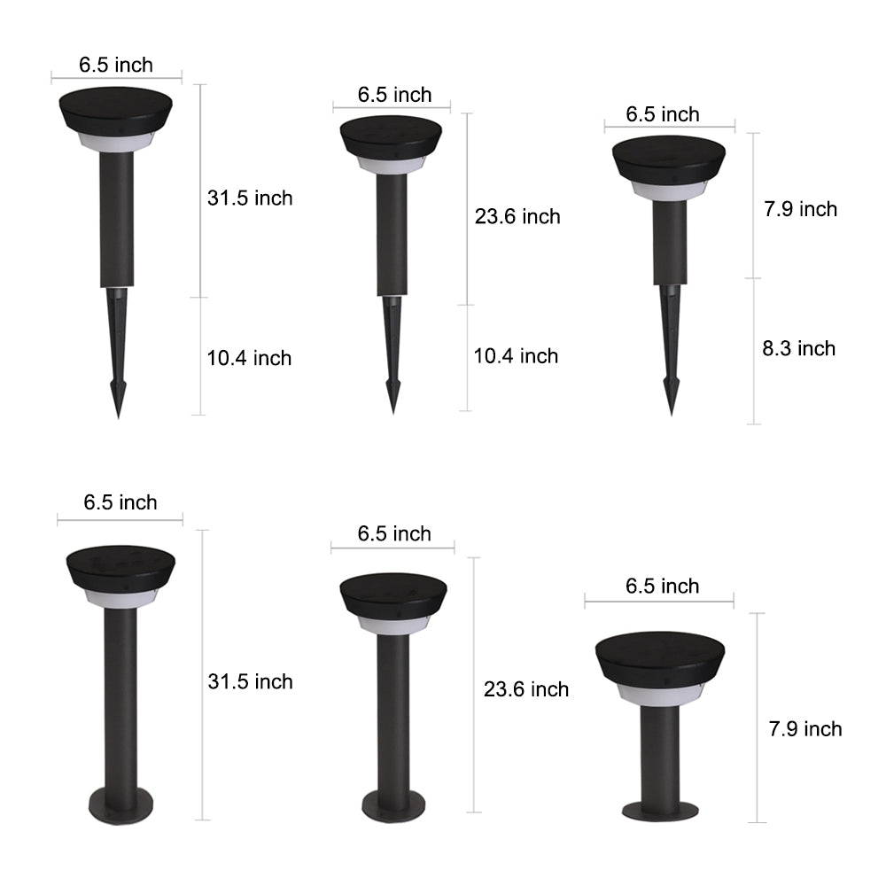 Cylindrical Solar LED Bollard Path Light in Black Aluminum