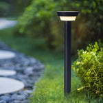 Cylindrical Solar LED Bollard Path Light in Black Aluminum
